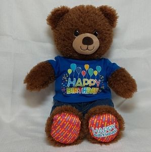 Build-A-Bear Classic Brown Birthday Teddy Bear (w/jeans & birthday shirt)